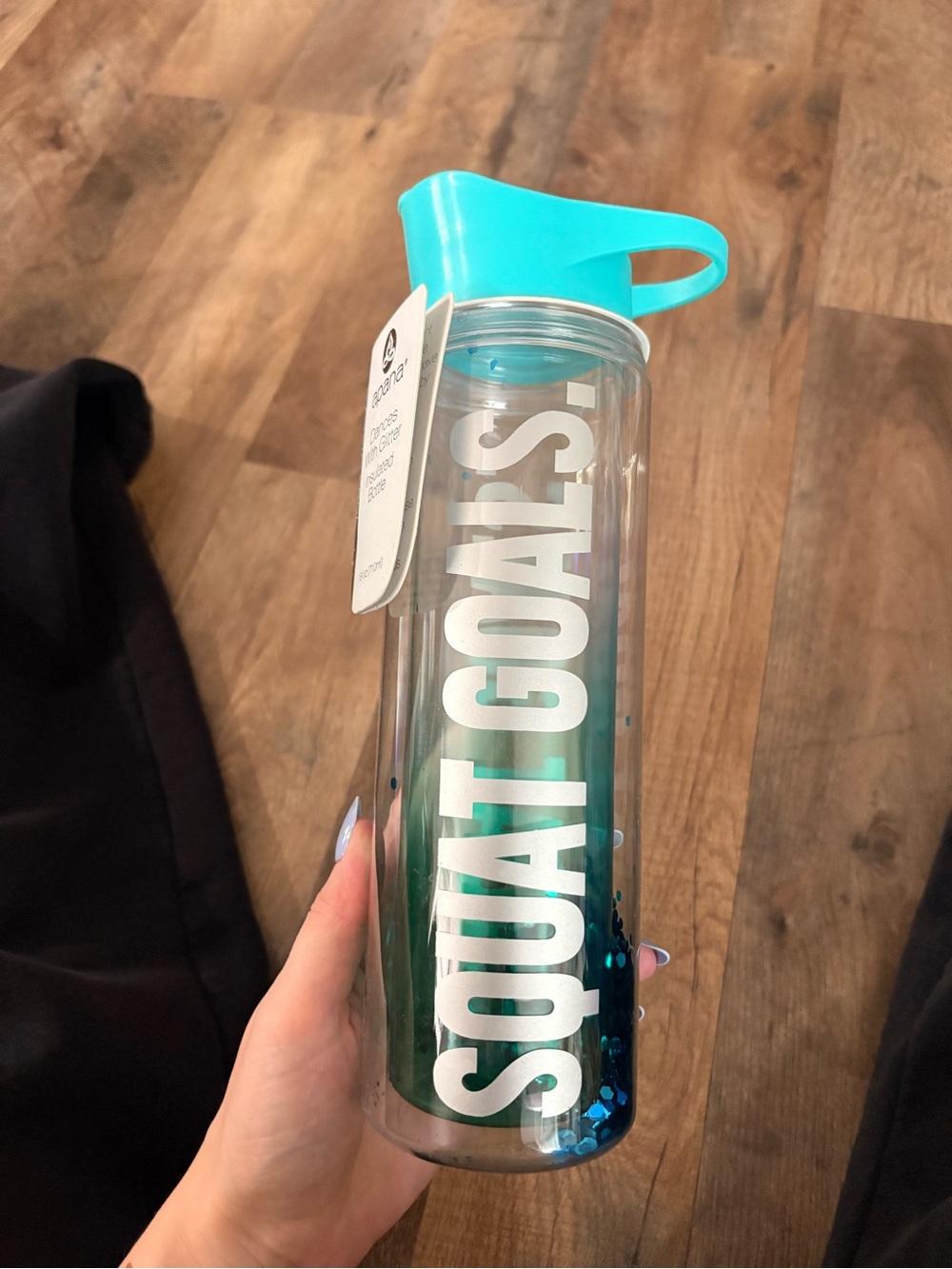 Apana Turquoise & Clear 'SQUAT GOALS' Insulated Water Bottle